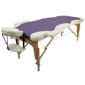 Массажный стол Atlas Sport 70 см кремово-фиолетовый (3-с деревянный)