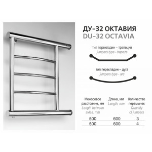 Размеры полотенцесушителей Ростела Октавия