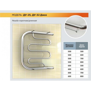 Размеры полотенцесушителей Ростела Джаз