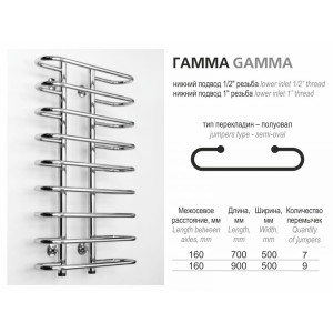 Полотенцесушитель Ростела Гамма 500х700/7 НП (1/2")