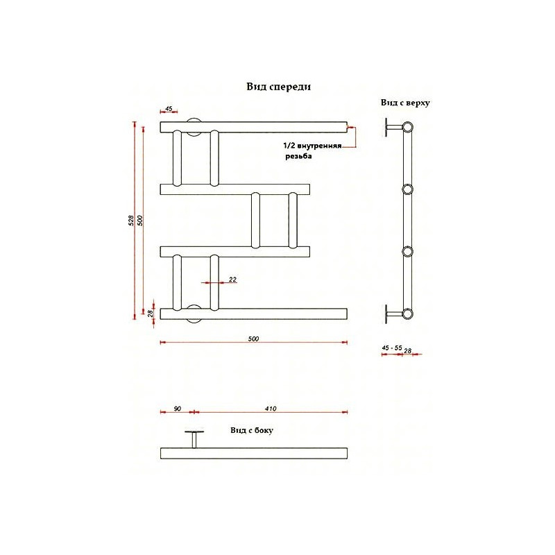 Полотенцесушитель Fincopper FCM 500x500 БП (1/2") белый размер