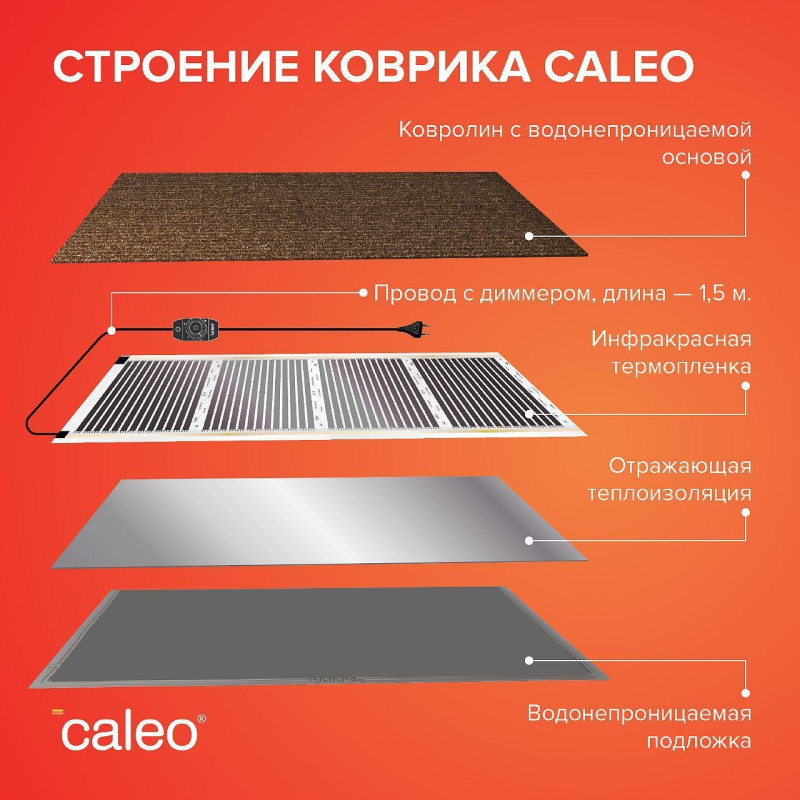 Греющий коврик Caleo 40х60 коричневый строение