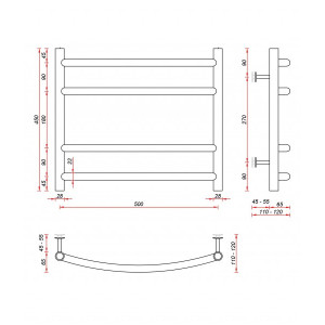 Полотенцесушитель Fincopper FC 500х450 НП (1/2") черный размер
