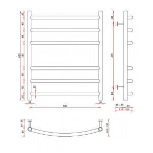 Полотенцесушитель Fincopper FC 500х630 НП (1/2") черный размер