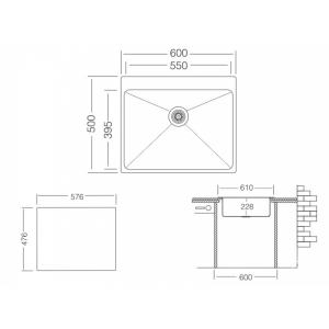 Габаритные размеры мойки ZorG ZRE 6050
