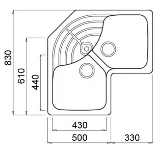 Размеры мойки Elleci Master Corner M70 Ghisa
