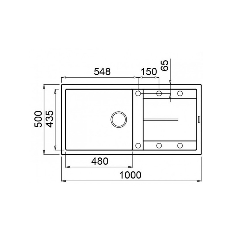 Размеры мойки Elleci Unico 480 G68 Bianco