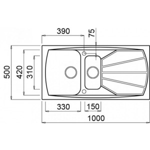 Размеры мойки Elleci Living 475 G68 Bianco