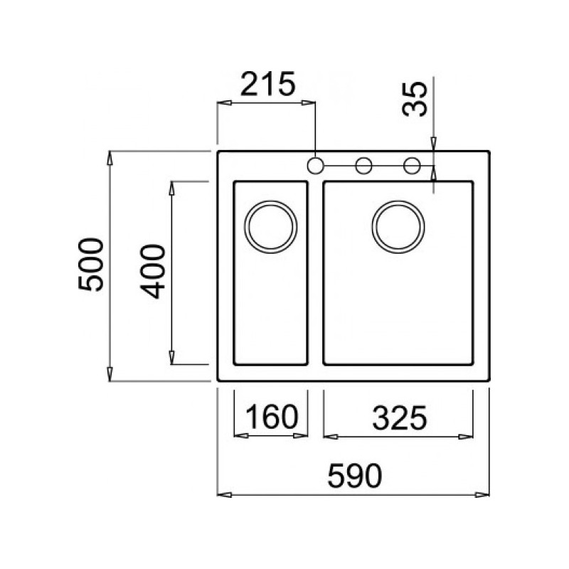 Размеры мойки Elleci Quadra 150 K43 Fango