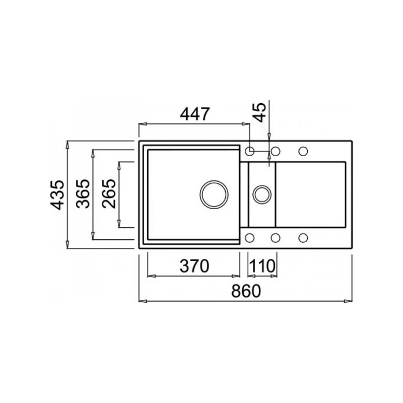 Размеры мойки Elleci Easy 425 G62 Bianco Antico