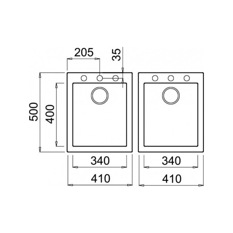 Размеры мойки Elleci Quadra 200 K86 Black