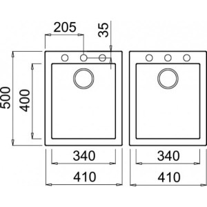 Размеры мойки Elleci Quadra 200 K86 Black