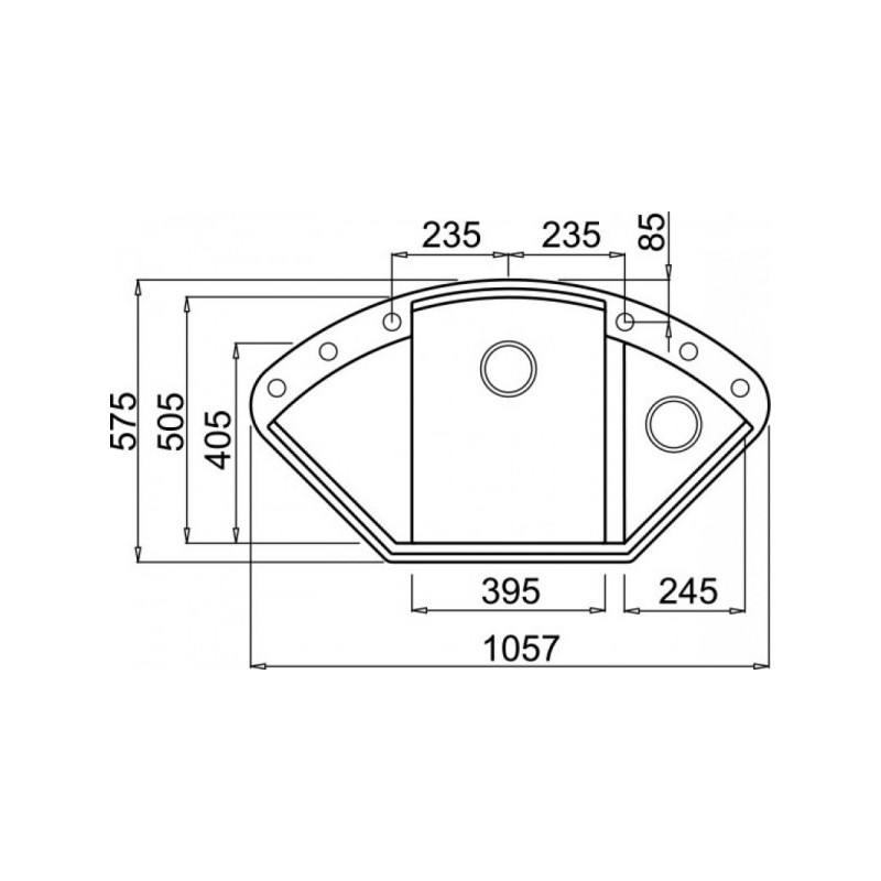 Размеры мойки Elleci Easy Corner G40 Nero