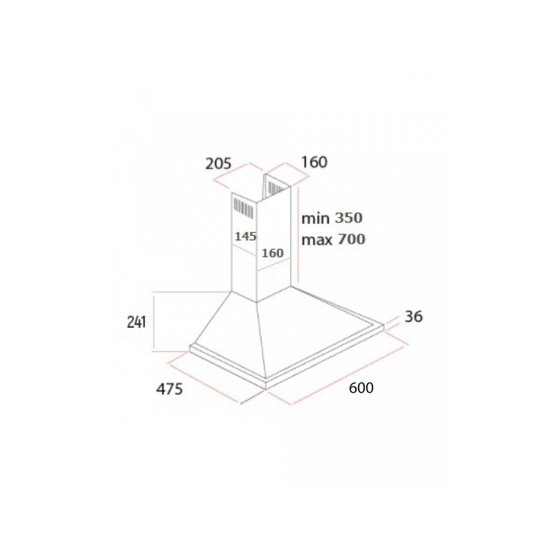 Размеры вытяжки Schtoff Haus 60 Black