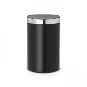 Мусорное ведро Brabantia Touch Bin New 40 л черный матовый (крышка стальная матовая)