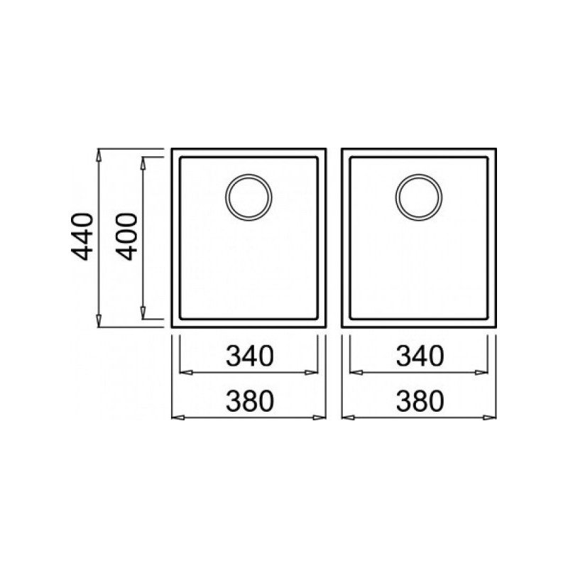 Размеры мойки Elleci Quadra 200 Undermount G40 Nero