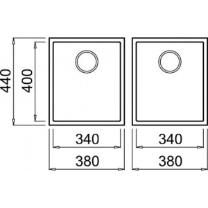 Размеры мойки Elleci Quadra 200 Undermount G40 Nero