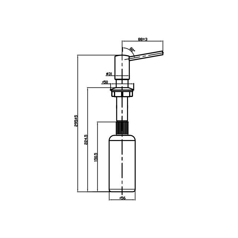 Размеры дозатора Omoikiri OM-02