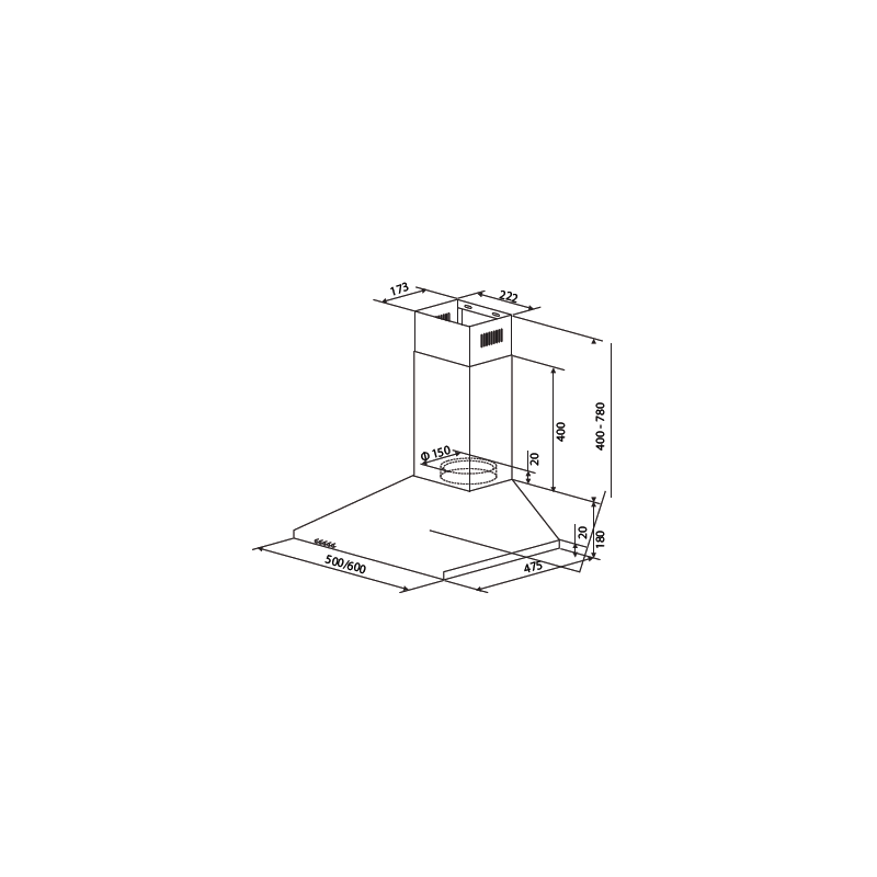 Вытяжка HOMSair Delta 50 Inox схема