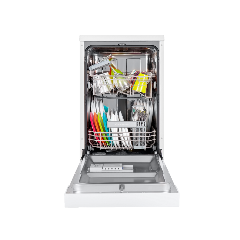 Посудомоечная машина Maunfeld MWF08S с загруженной посудой
