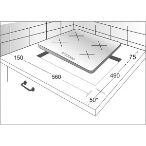 Газовая варочная панель Exiteq PFH 640 STGB-E/B Black - схема с размерами