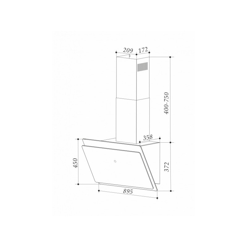 Вытяжка Exiteq EX-1129 Black - схема с размерами