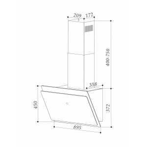 Вытяжка Exiteq EX-1129 Black - схема с размерами