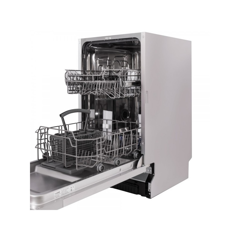 Вид спереди с открытой дверцей посудомоечной машины Exiteq EXDW-I405