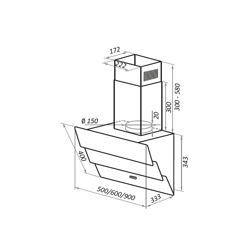 Вытяжка Maunfeld Cascada 60 Beige размеры
