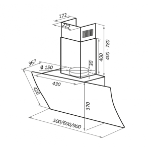 Вытяжка Maunfeld Sky Star Chef 60 Beige размеры