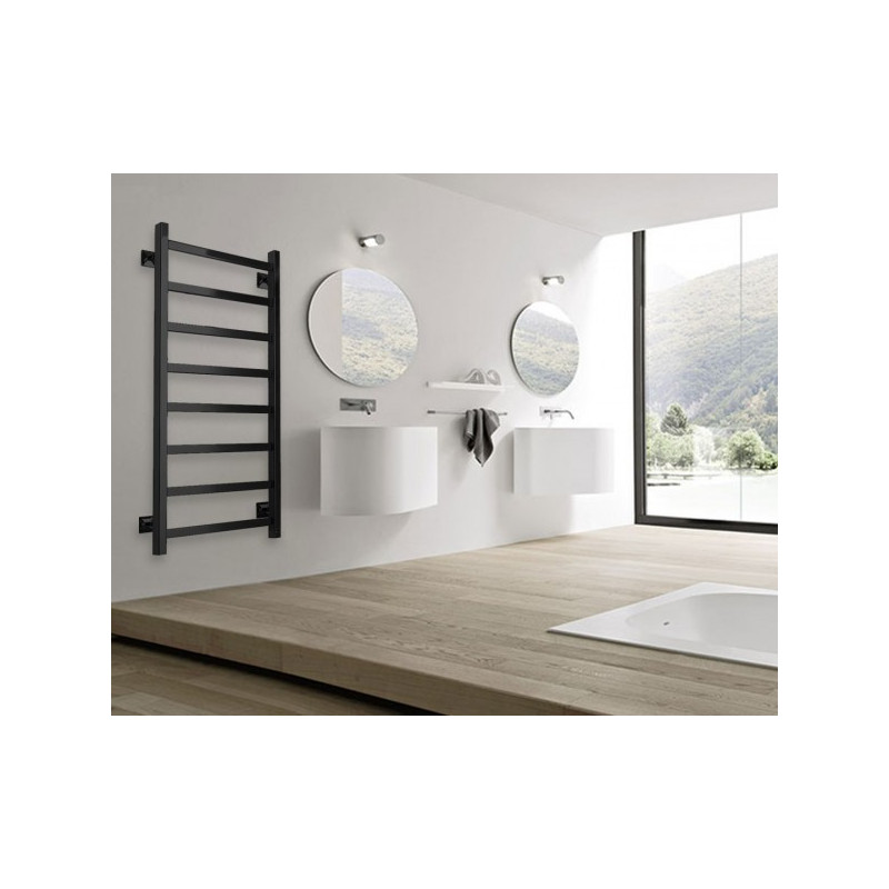 Полотенцесушитель Ростела Экспи Квадро V30 400х600/5 НП (1/2") черный матовый на стене