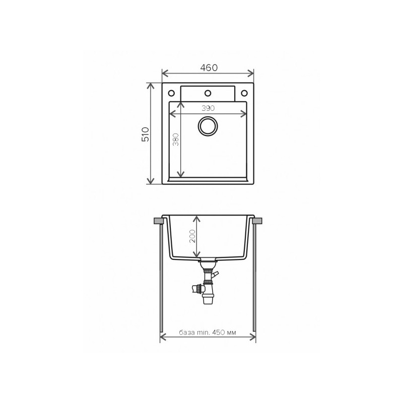 Кухонная мойка Polygran Argo-460 серый, размеры
