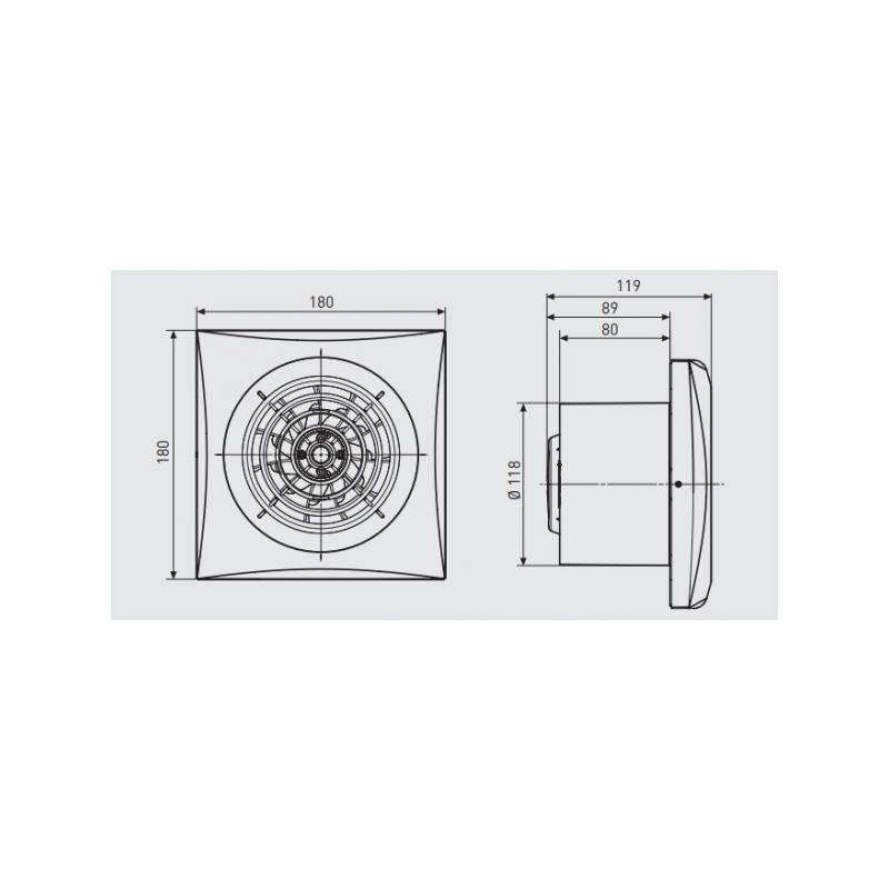 Вытяжной вентилятор Soler&Palau Silent-200 CZ Gold - схема с размерами