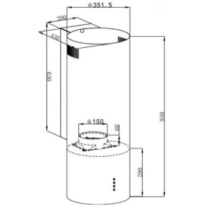 Размеры вытяжки HOMSair ART 1050WL 35 Black