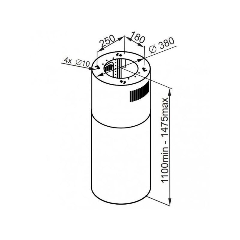 Размеры вытяжки Maunfeld Lee Isla 39 Gold