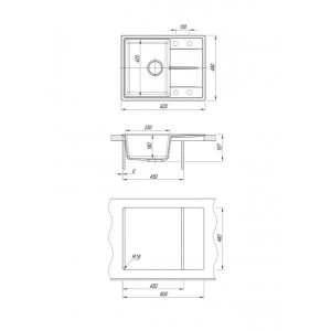 Размеры мойки Dr. Gans Smart Оливия 740 латте