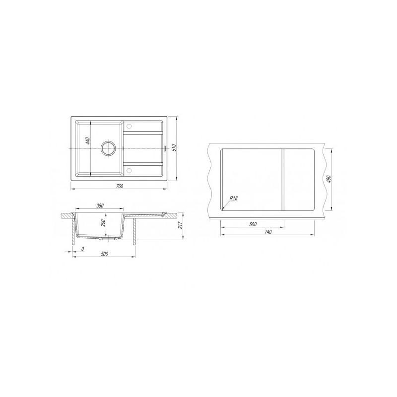 Размеры моек Florentina Липси 760