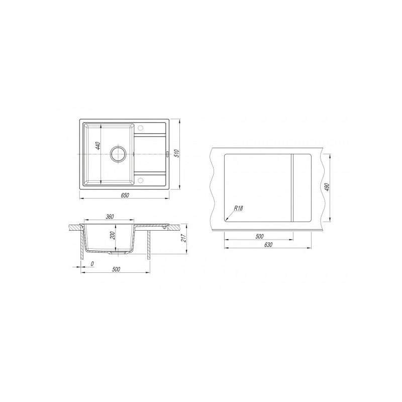 Размеры моек Florentina Липси 650