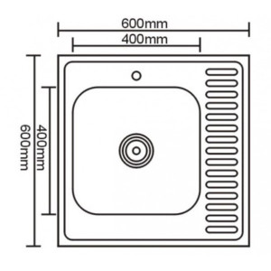 Размеры мойки Stellar 6060R-D (0.9мм/200мм)