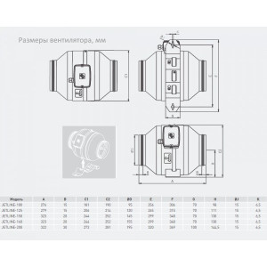 Вытяжной вентилятор Soler&Palau Jetline-160 - схема с размерами