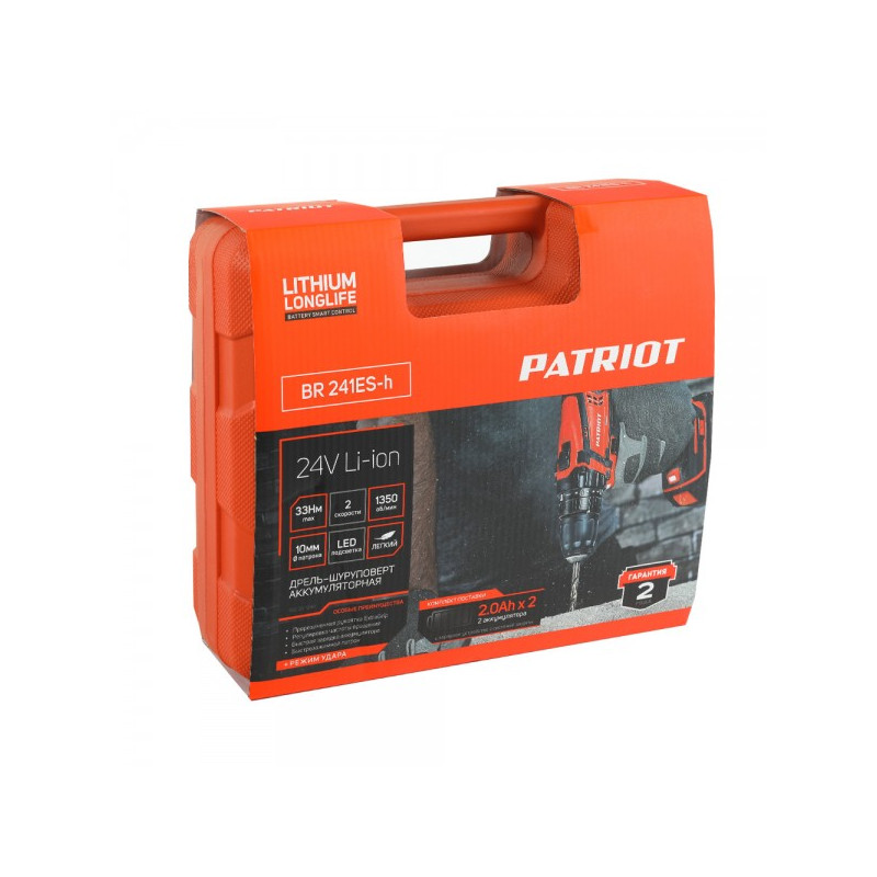 Дрель-шуруповерт Patriot BR 241ES-h 180201246 в упаковке