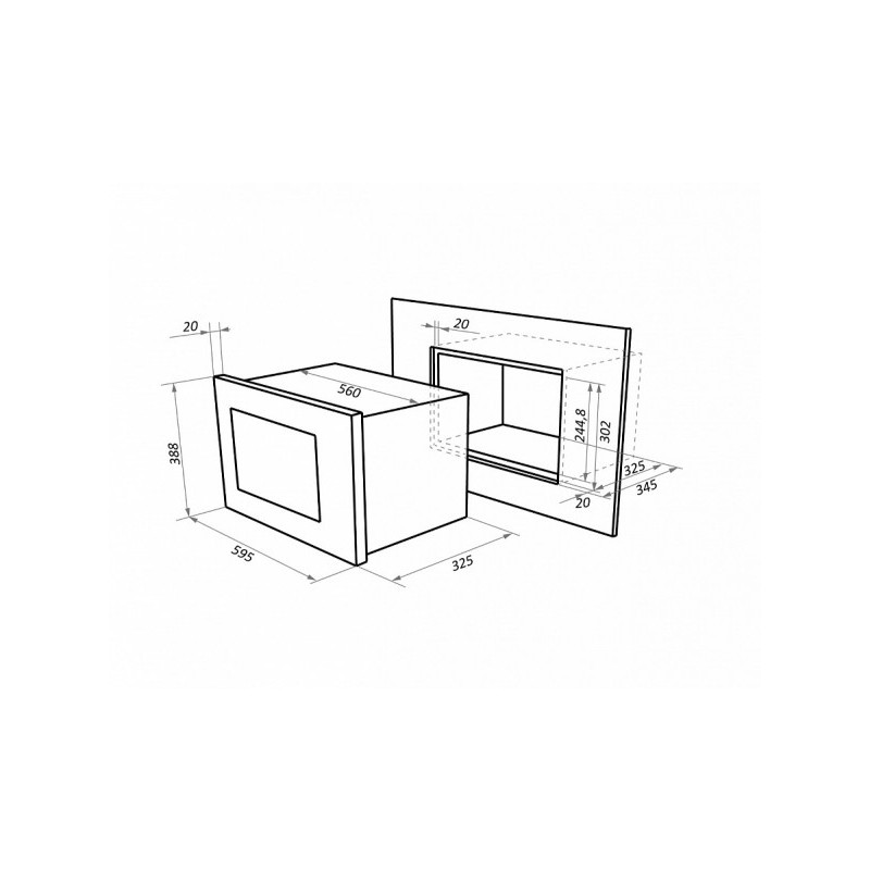 Размеры микроволновой печи Maunfeld MBMO.20.1PGB Black