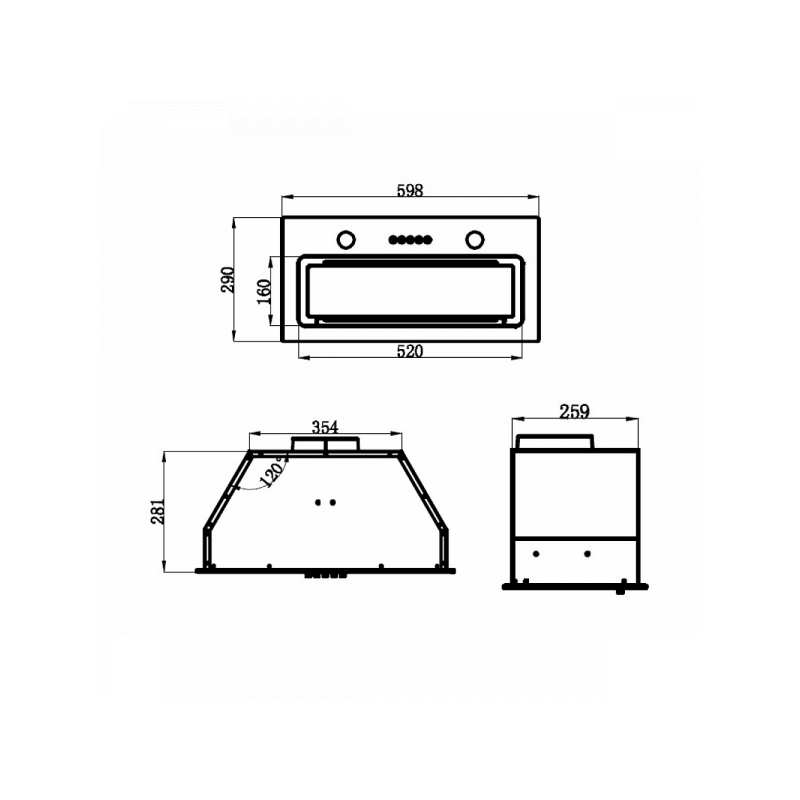 РАзмеры вытяжки Maunfeld Trapeze 601GG White