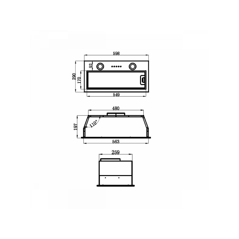 Размеры вытяжки Maunfeld Thames 601PM White