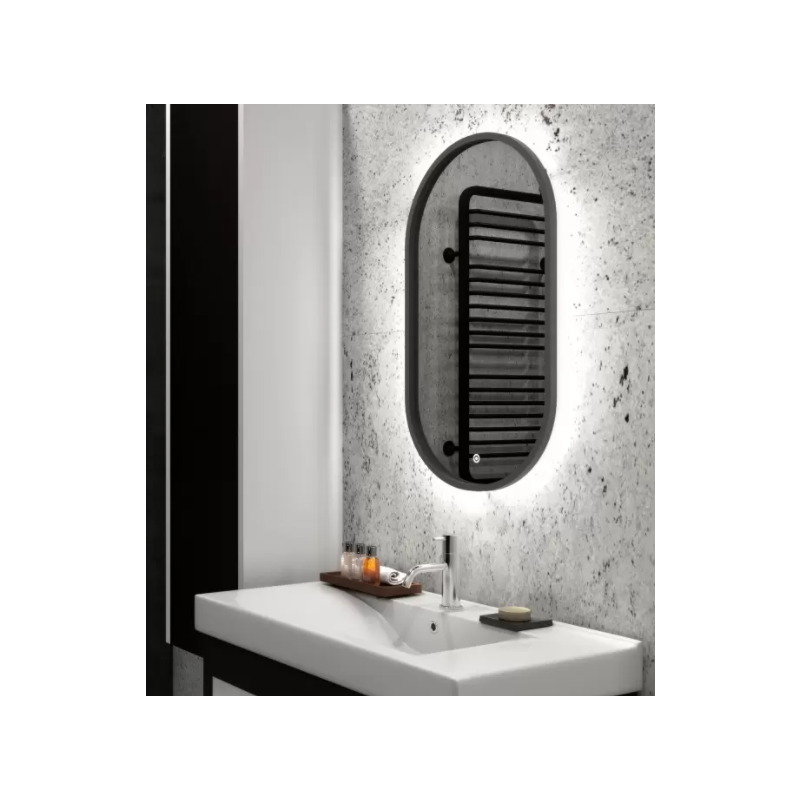 Зеркало Континент Prime Led 45х80 Black на стене