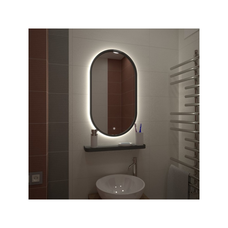 Зеркало Континент Prime Led 45х80 Black в ванной