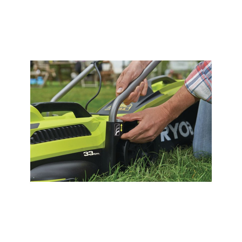 Регулировка высоты рукоятки Газонокосилки Ryobi RLM15E36H
