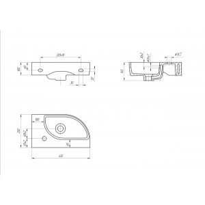 Чертёж умывальника Cersanit Cameo 45