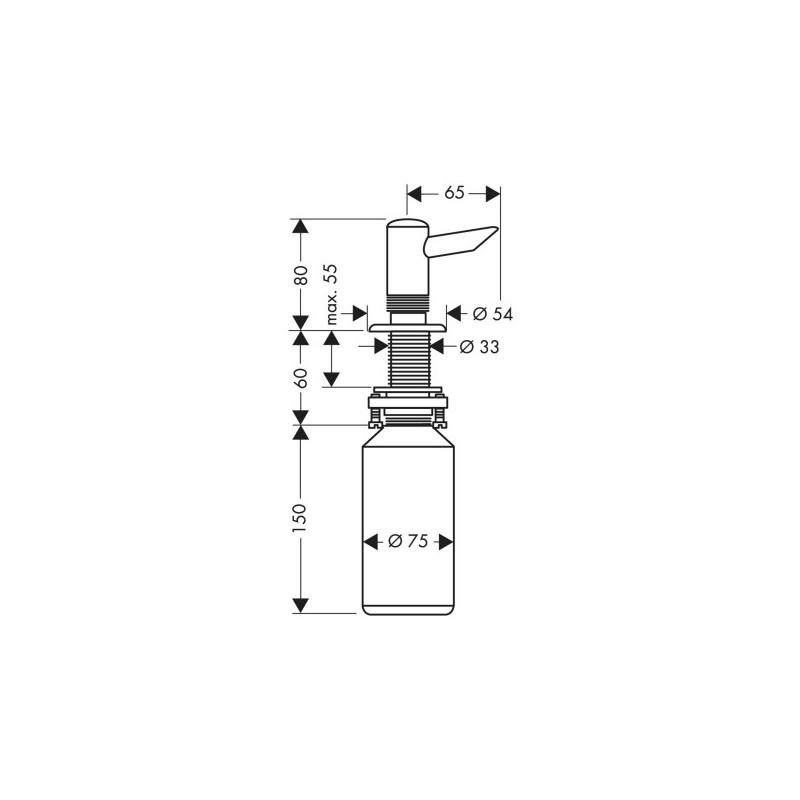 Дозатор жидкого мыла Hansgrohe 40418800 нержавеющая сталь - схема с размерами