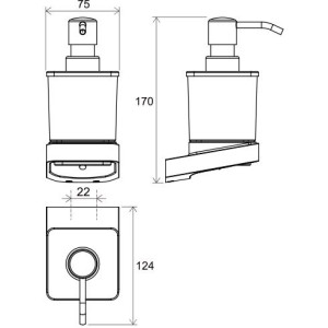 Дозатор жидкого мыла Ravak TD 231 хром - схема с размерами